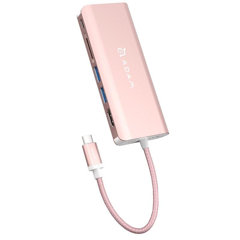 Adam Elements Casa Hub A01 - USB-C хъб с 2 USB изхода, USB-C PD порт, HDMI, Ethernet и четец за карти памет за устройства с USB-C порт (розово злато) | JAR Computers Adam Elements Casa Hub A01 - USB-C хъб с 2 USB изхода, USB-C PD порт, HDMI, Ethernet и четец за карти памет за устройства с USB-C порт (розово злато)