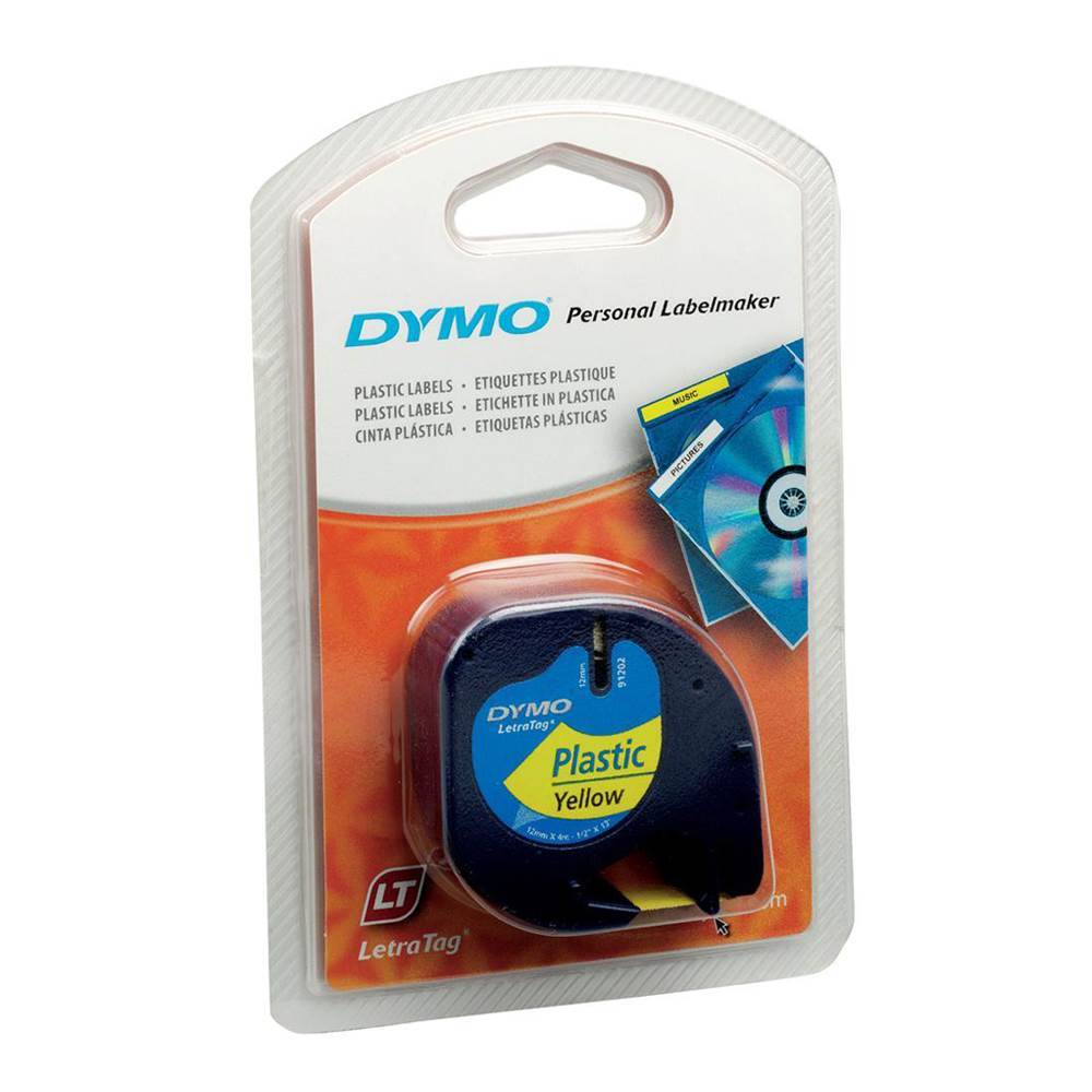 DYMO 91202 LETRA TAG PLASTIC TAPE YELLOW 4m X 12mm (S0721620) (DYMO91202)