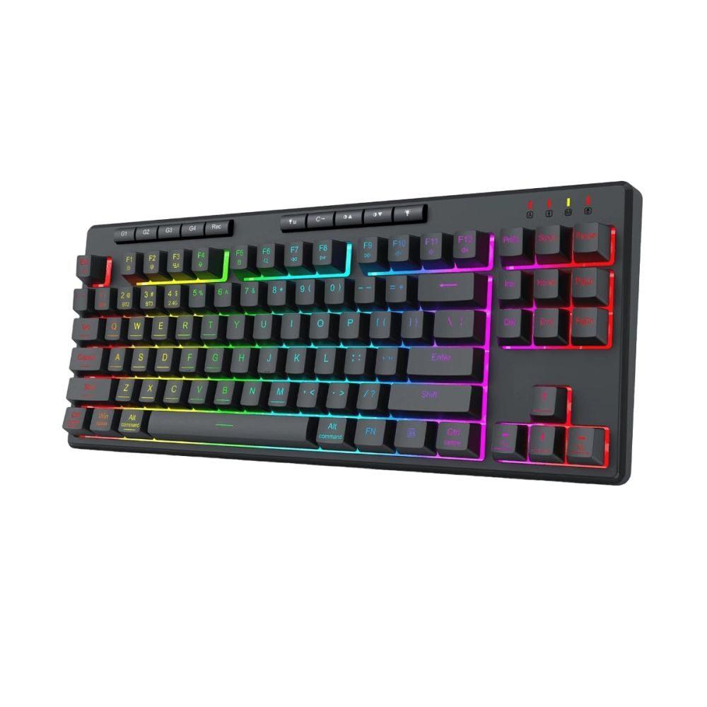 Геймърска клавиатура Redragon Shiva TKL Pro K516RGB-PRO с кабел и безжична Bluetooth, RGB осветление - черна