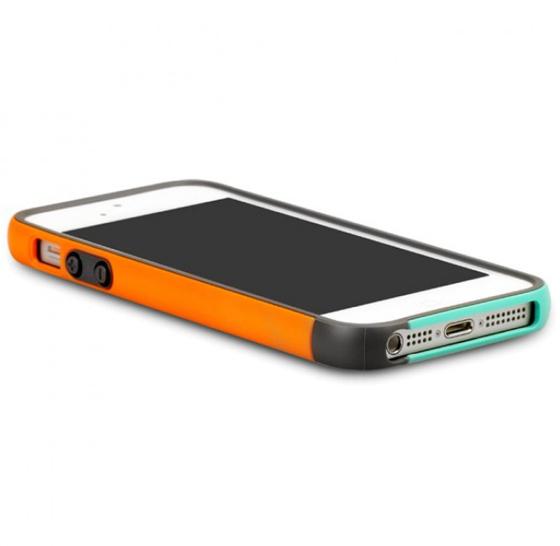 Хибридна обвивка (бъмпер) за iPhone 5, iPhone 5S, iPhone SE - Zenus Walnutt Bumper Trio (син-оранжев) | JAR Computers Хибридна обвивка (бъмпер) за iPhone 5, iPhone 5S, iPhone SE - Zenus Walnutt Bumper Trio (син-оранжев)