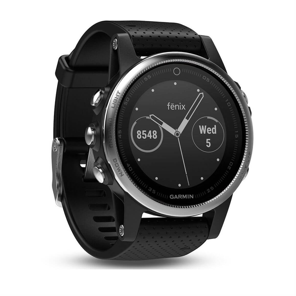Мултиспорт GPS спортен часовник - Garmin Fenix 5S (сребрист с черна каишка) | JAR Computers Мултиспорт GPS спортен часовник - Garmin Fenix 5S (сребрист с черна каишка)