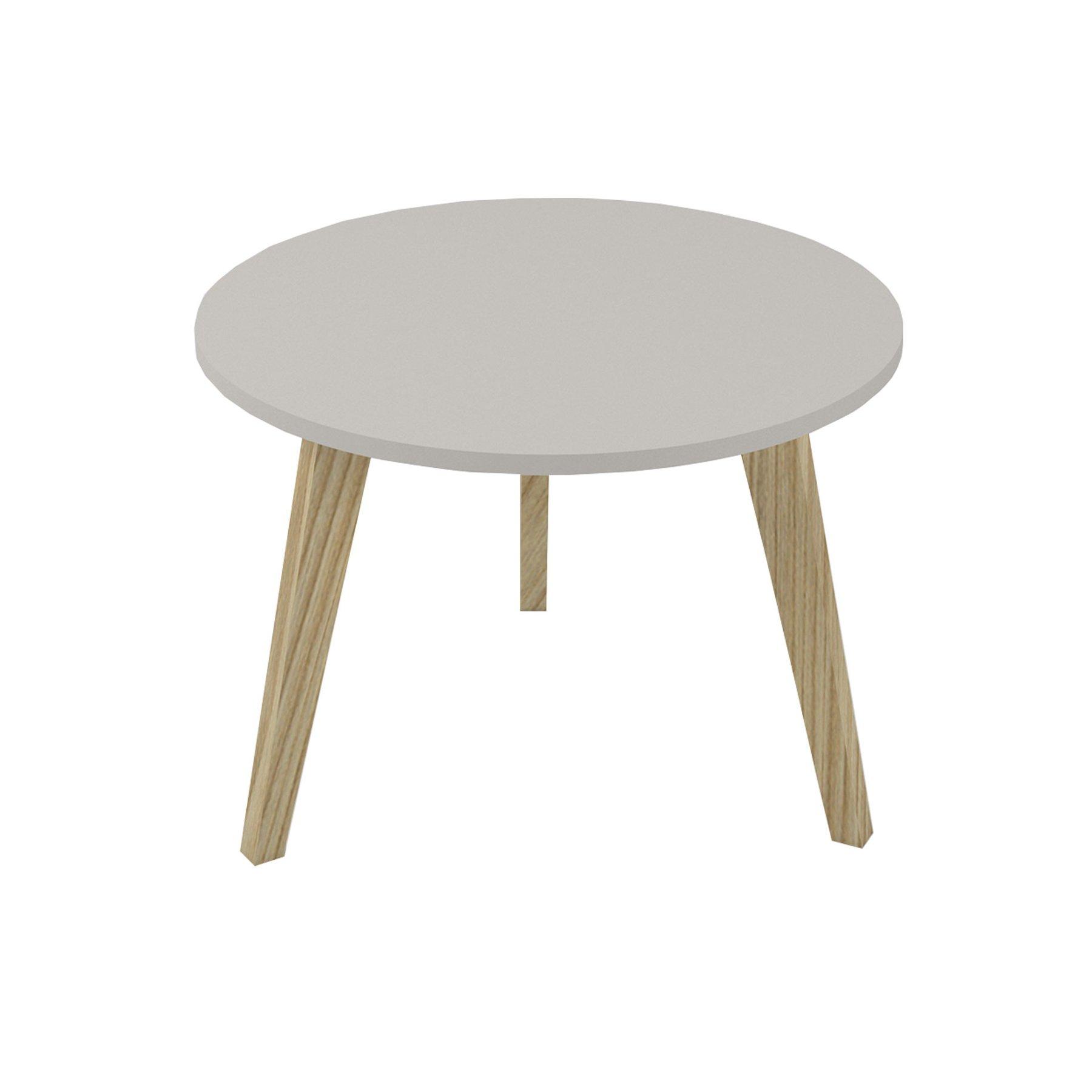 Ниска маса Narbutas Nova Wood, 700 x 700 х 480 mm, кръгъл плот, ПДЧ, перленосив меламин, дървени крака