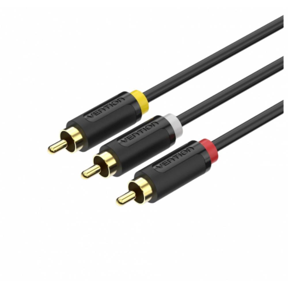 VENTION 3RCA Male to Male AV Cable 2M Black (BCABH) (VENBCABH) | JAR Computers VENTION 3RCA Male to Male AV Cable 2M Black (BCABH) (VENBCABH)