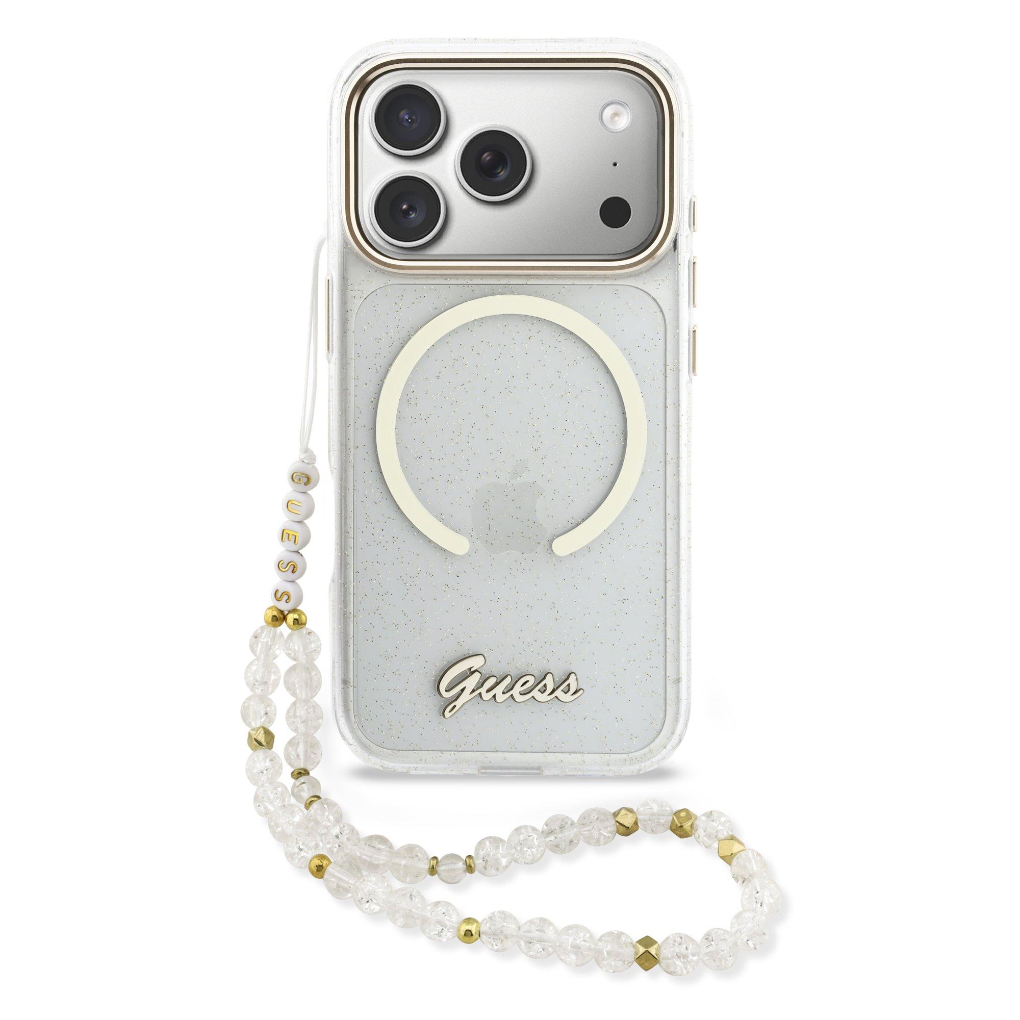 GUESS Калъф Apple iPhone 17 Pro, Glitter Script Strap MagSafe + Wrist strap /прозрачен/- GUHMP17L5HTGSMSH | JAR Computers GUESS Калъф Apple iPhone 17 Pro, Glitter Script Strap MagSafe + Wrist strap /прозрачен/- GUHMP17L5HTGSMSH
