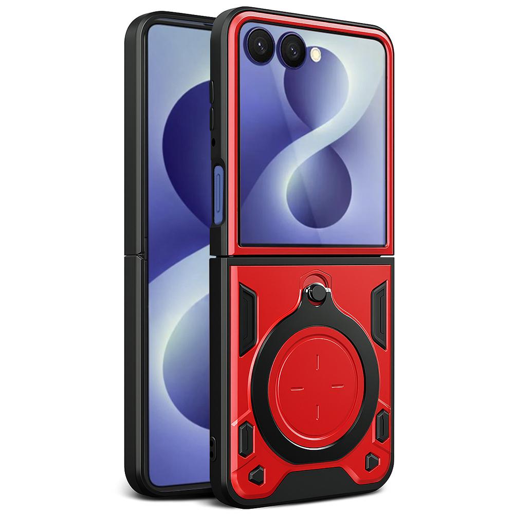 Хибриден удароустойчив кейс с вградена поставка за Samsung Galaxy Z Flip8 - Techsuit CamGuard Pro Case (червен) | JAR Computers Хибриден удароустойчив кейс с вградена поставка за Samsung Galaxy Z Flip8 - Techsuit CamGuard Pro Case (червен)