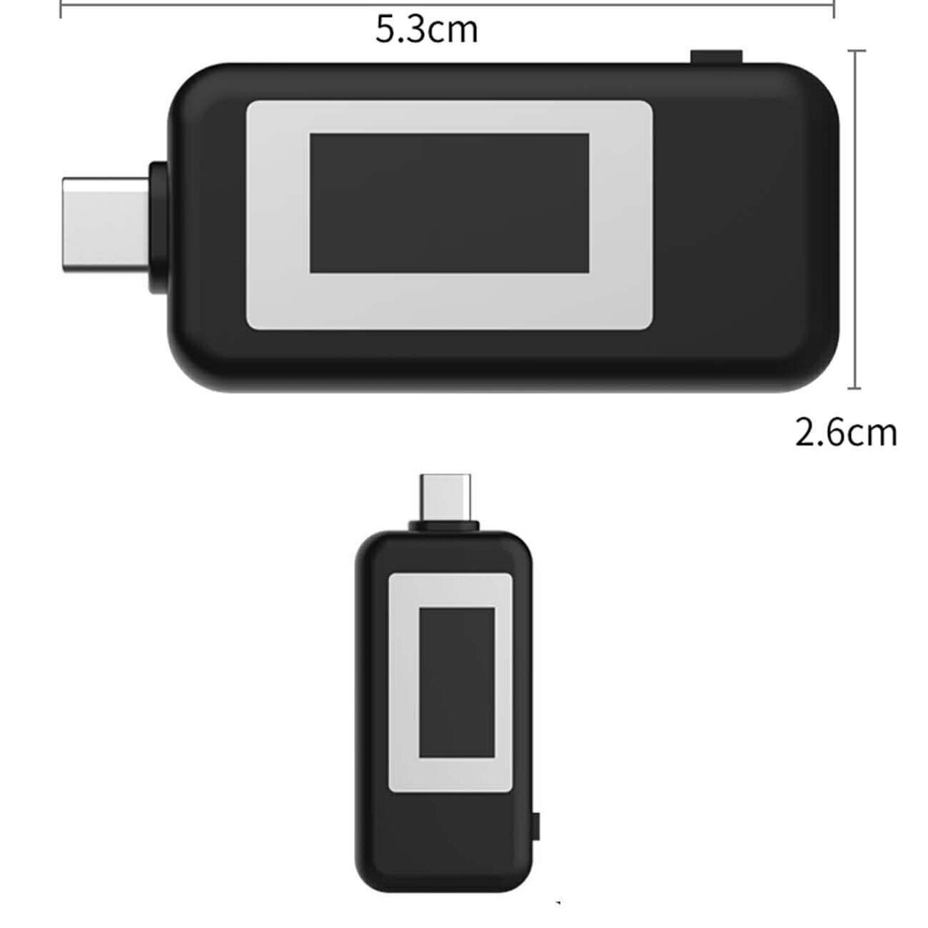 KWS-1802C USB-C Digital Voltage Current Capacity Meter - USB-C тестер на напрежение, ток и капацитет (черен) | JAR Computers KWS-1802C USB-C Digital Voltage Current Capacity Meter - USB-C тестер на напрежение, ток и капацитет (черен)