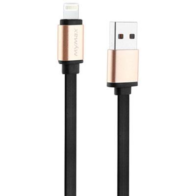 Плосък lightning кабел (100 см.) за iPhone, iPad и iPod с Lightning вход - Mymax Metalic Lighting USB Data Cable (черен-златист) | JAR Computers Плосък lightning кабел (100 см.) за iPhone, iPad и iPod с Lightning вход - Mymax Metalic Lighting USB Data Cable (черен-златист)