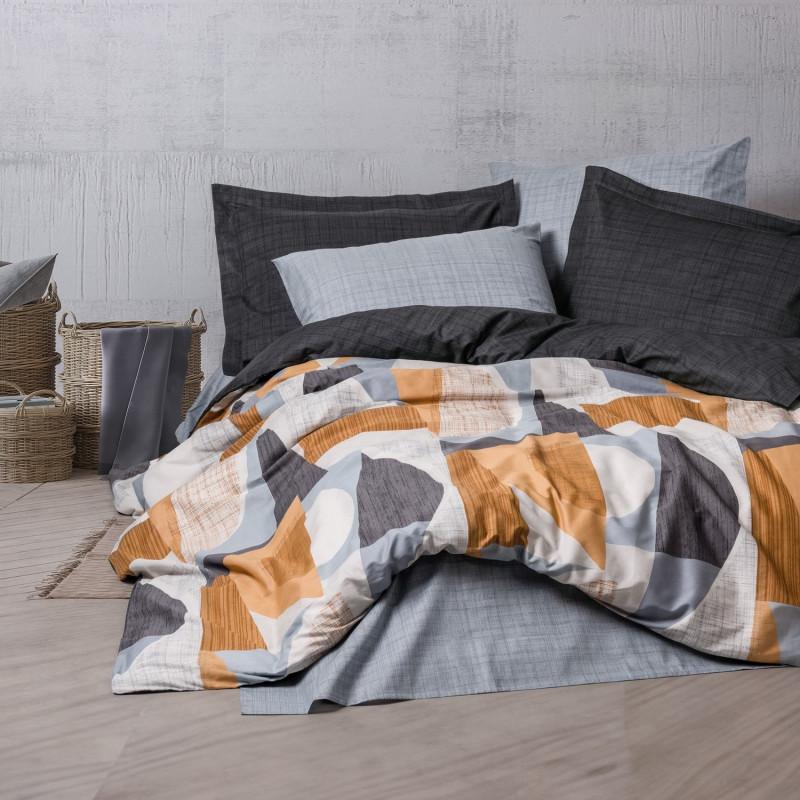 Спален комплект Cotton Box 129CTN4490, 100% памук, 4 части, Завивка 200х220 см, Чаршаф 240х260 см, Калъфка 50х70 см, Сив/оранжев | JAR Computers Спален комплект Cotton Box 129CTN4490, 100% памук, 4 части, Завивка 200х220 см, Чаршаф 240х260 см, Калъфка 50х70 см, Сив/оранжев