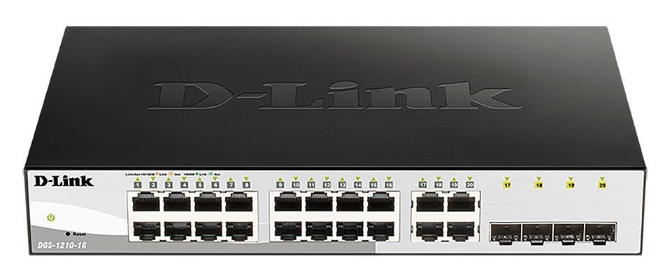 Суич D-Link DGS-1210-16/E, 16-портов 10/100/1000 Gigabit Smart Switch including 4 Combo 1000BaseT/SFP, управляем, за монтаж в шкаф | JAR Computers Суич D-Link DGS-1210-16/E, 16-портов 10/100/1000 Gigabit Smart Switch including 4 Combo 1000BaseT/SFP, управляем, за монтаж в шкаф