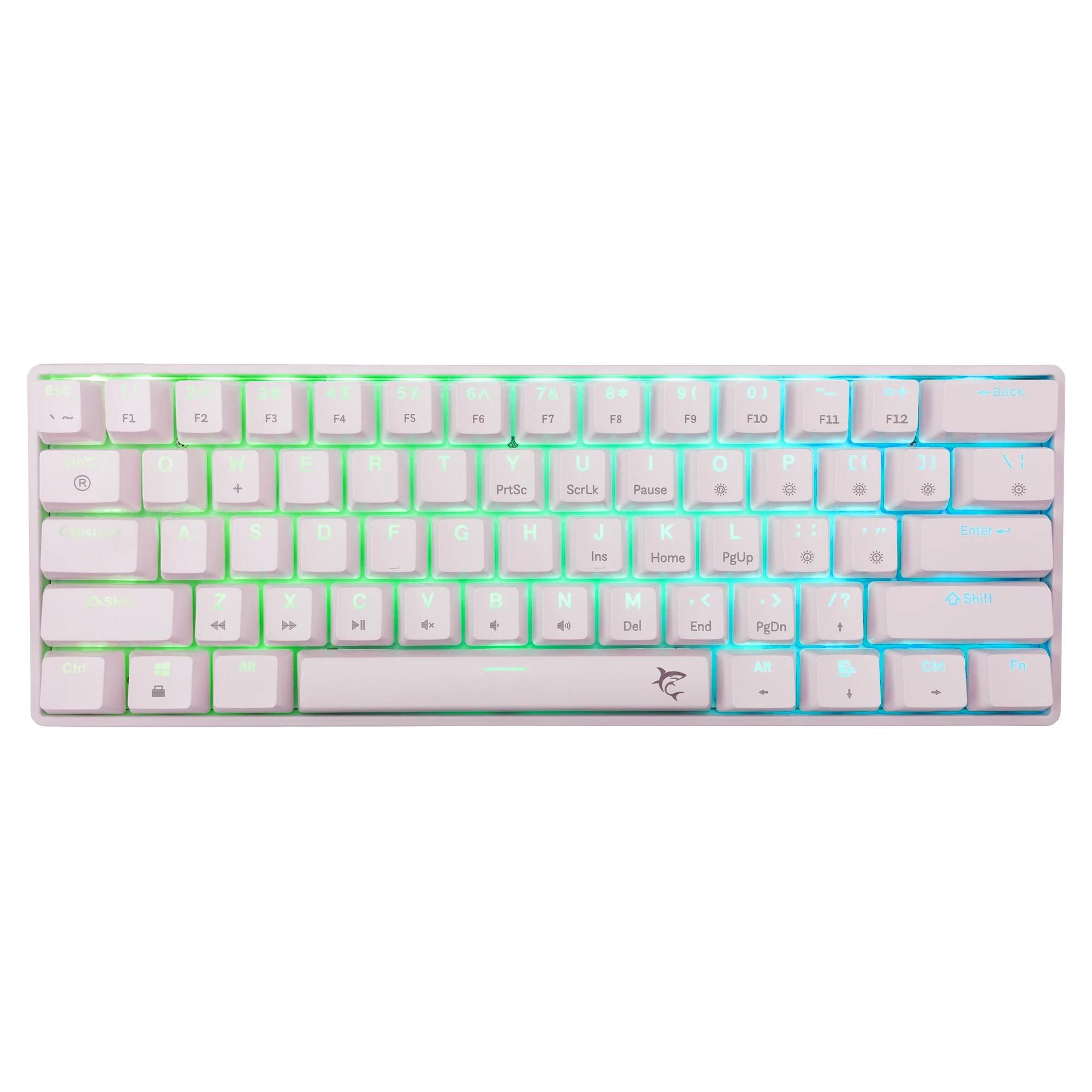 White Shark геймърска механична клавиатура Gaming Mechanical Keyboard SHINOBI 2 - YUSYA 5P Blue Switches (English US), White