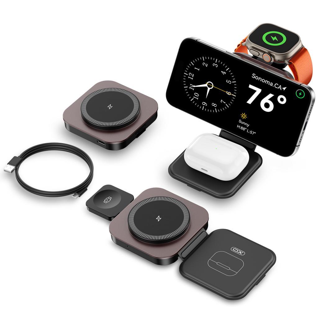 XO Wireless зарядно 15W 3 в 1, /черно/ - CX035 | JAR Computers XO Wireless зарядно 15W 3 в 1, /черно/ - CX035