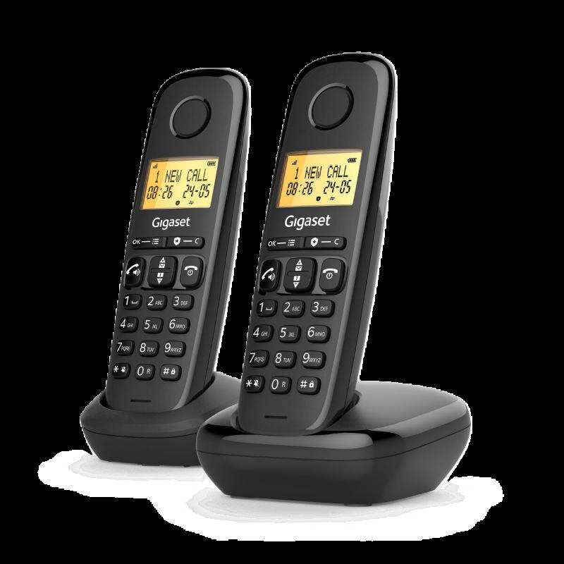 Безжичен DECT телефон Gigaset BASIC 100 DUO - черен | JAR Computers Безжичен DECT телефон Gigaset BASIC 100 DUO - черен