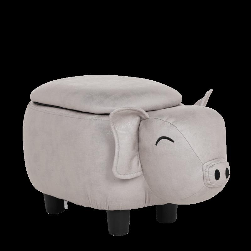 Детска табуретка с ракла - сиво прасе