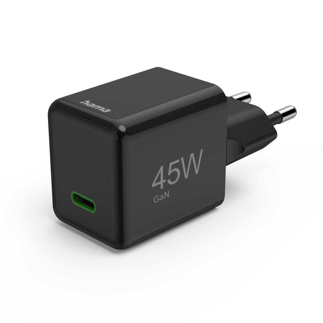 HAMA Бързо мини зарядно GaN, USB-C, PD, 45 W, черно
