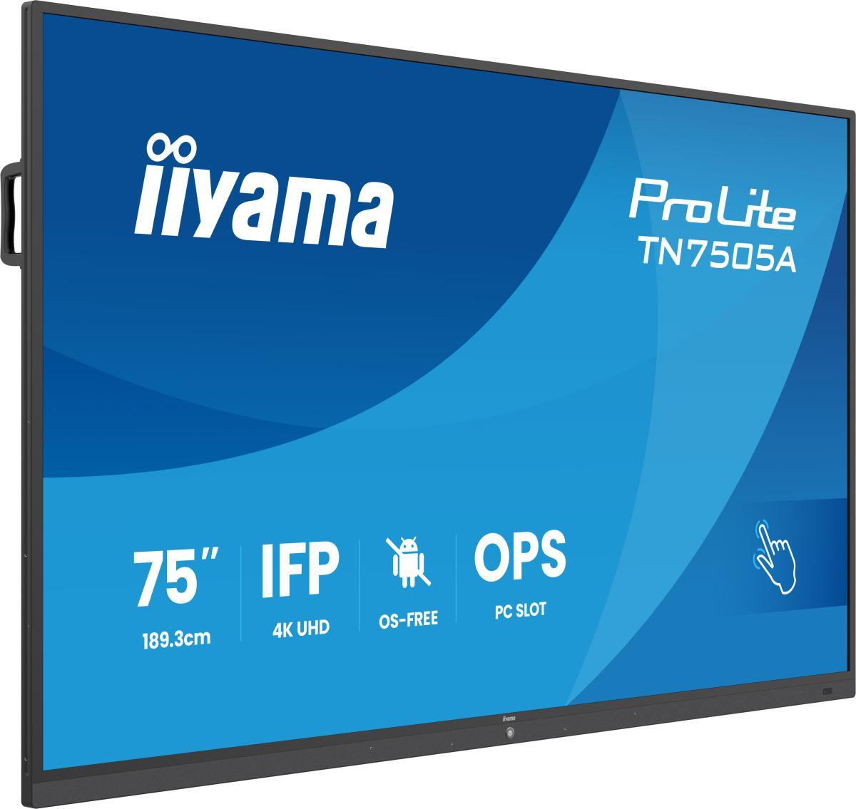 iiyama TN7505A-B1AG Signage Display Interactive flat panel 189.3 cm (74.5") 500 cd/m² 4K Ultra HD Black Touchscreen | JAR Computers iiyama TN7505A-B1AG Signage Display Interactive flat panel 189.3 cm (74.5") 500 cd/m² 4K Ultra HD Black Touchscreen
