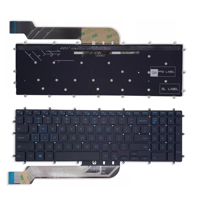 Клавиатура за лаптоп Dell Inspiron Gaming 15-7566 Черна Без Рамка с Подсветка - Сини Клавиши | JAR Computers Клавиатура за лаптоп Dell Inspiron Gaming 15-7566 Черна Без Рамка с Подсветка - Сини Клавиши
