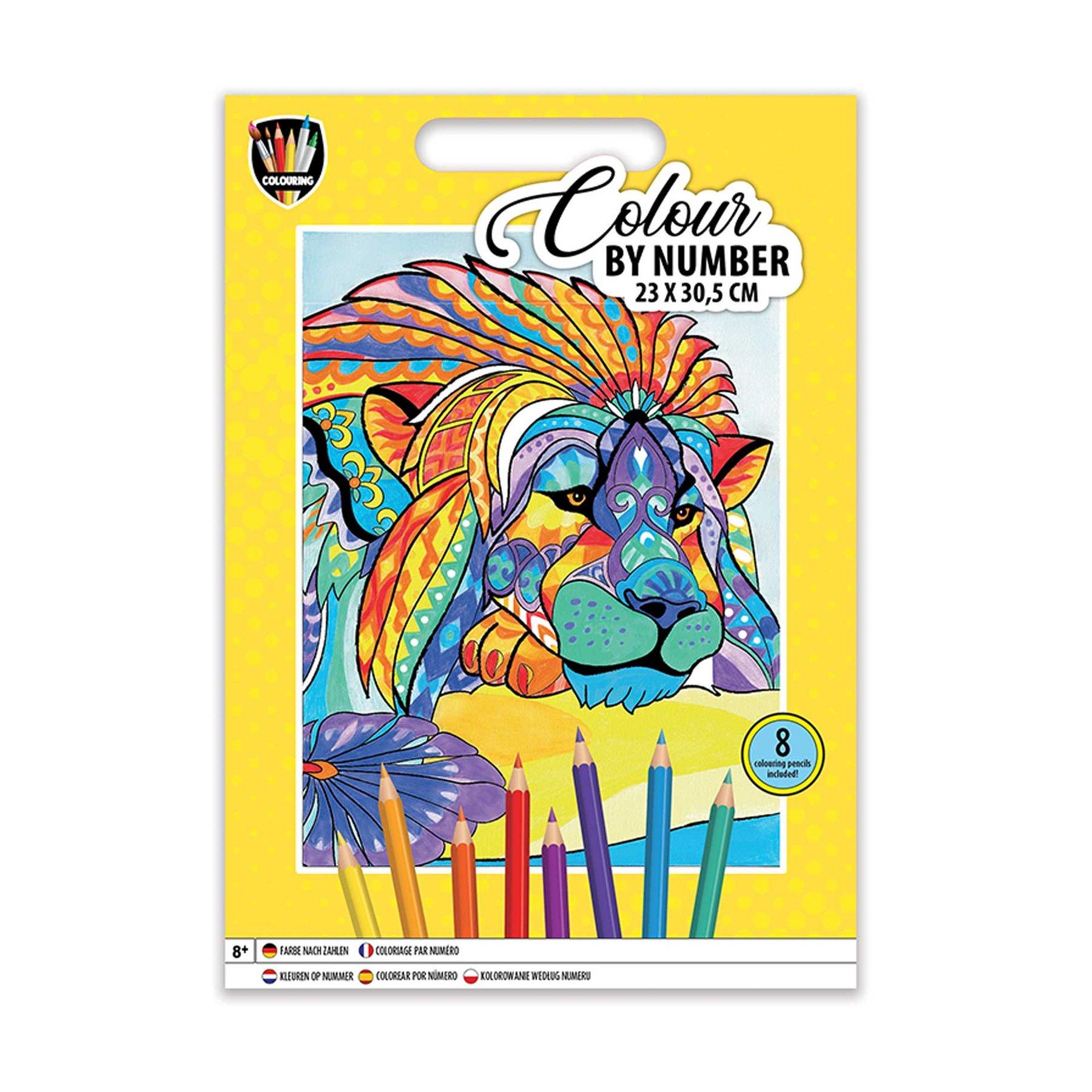 Moxy Рисуване по номера Лъв, 23 х 30.5 cm, с 8 молива | JAR Computers Moxy Рисуване по номера Лъв, 23 х 30.5 cm, с 8 молива