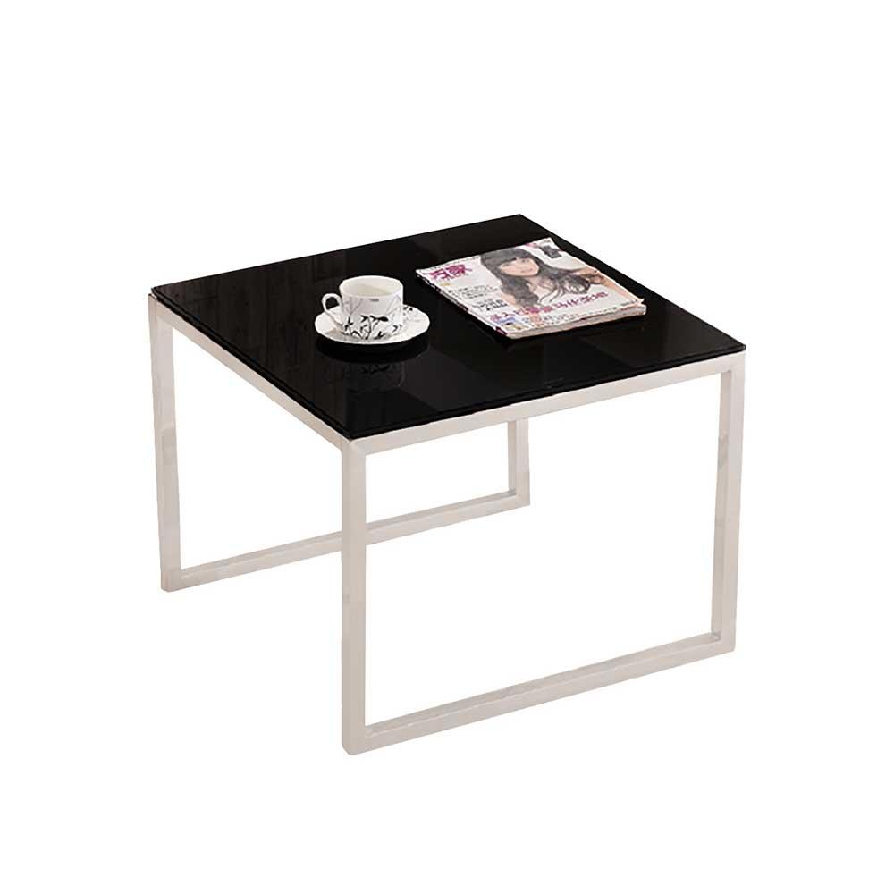 Ниска маса RFG Luxo Chrome, 600 х 600 х 440 mm, квадратен стъклен плот, черна