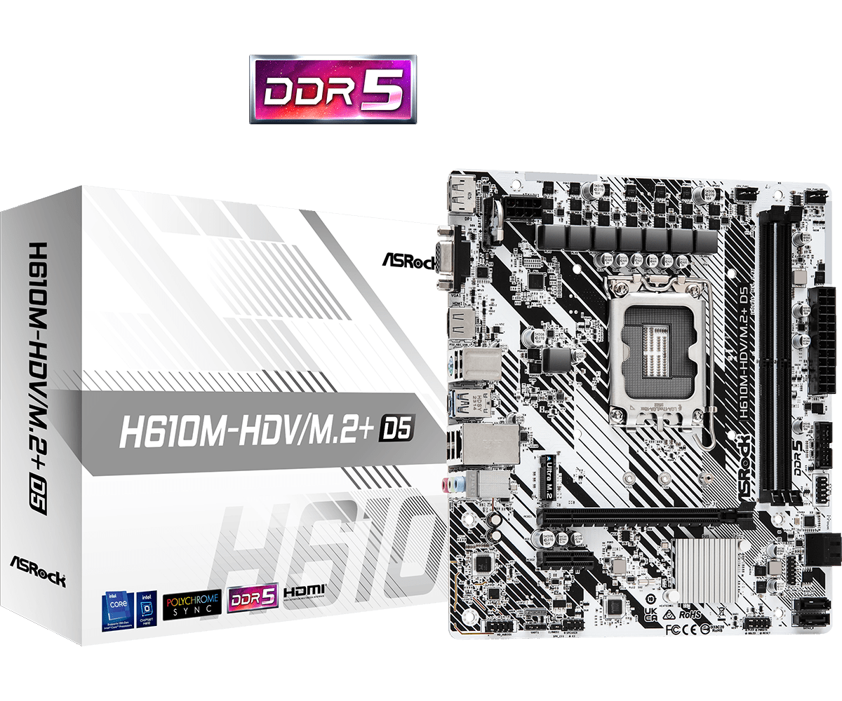 ASROCK H610M-HDV/M.2+D5 | JAR Computers ASROCK H610M-HDV/M.2+D5
