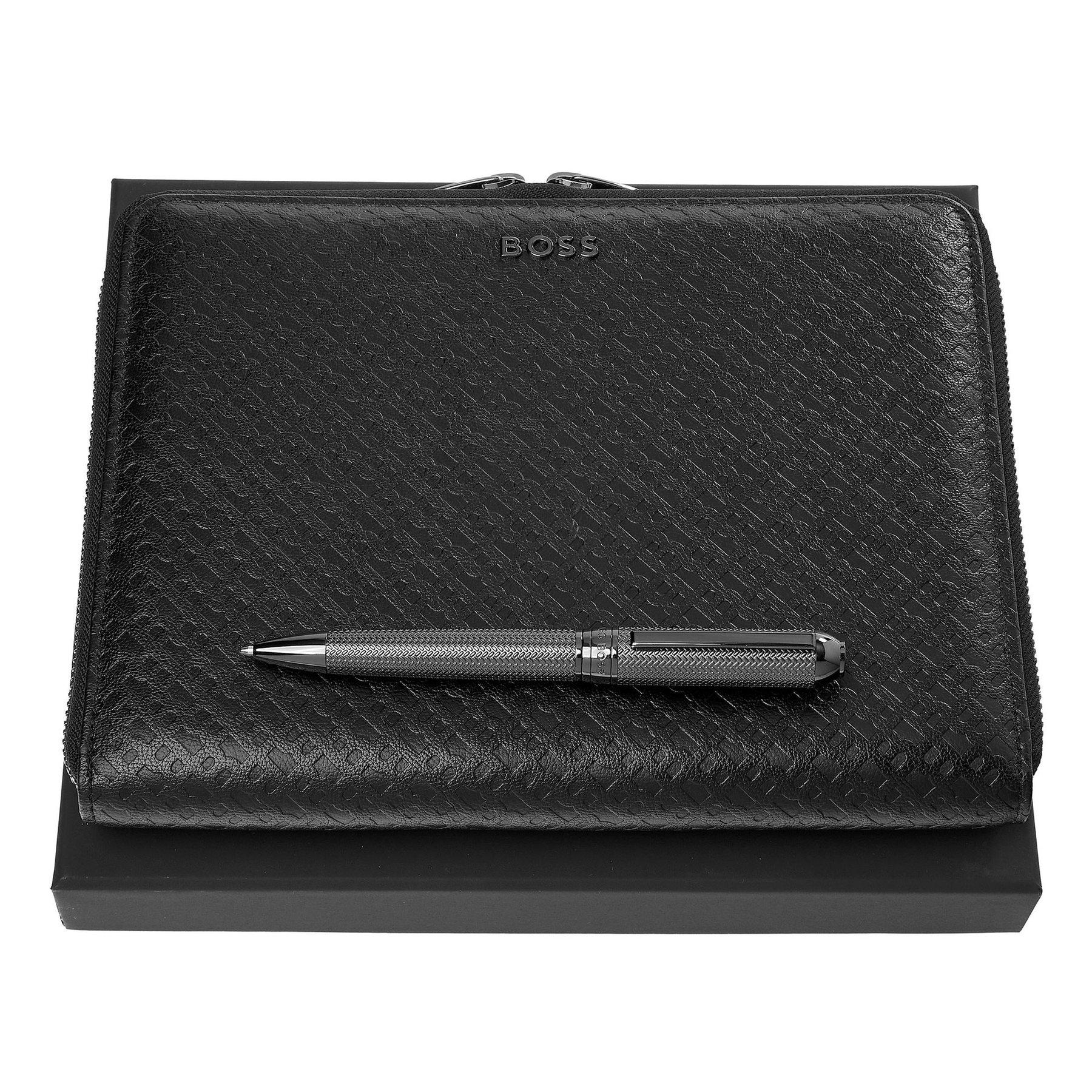 Hugo Boss Комплект химикалка и папка Elemental, A5, хром | JAR Computers Hugo Boss Комплект химикалка и папка Elemental, A5, хром