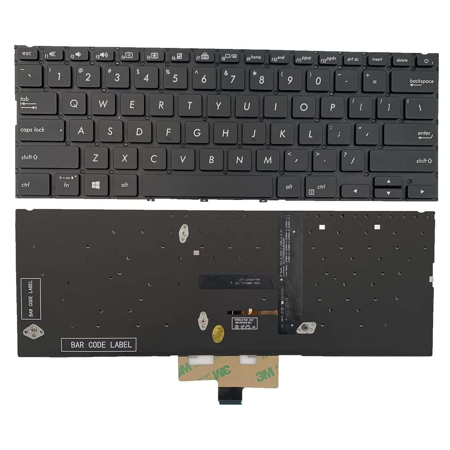 Клавиатура за лаптоп Asus ZenBook UX433FA UX433FN Черна Без Рамка с Малък Ентър, С Подсветка | JAR Computers Клавиатура за лаптоп Asus ZenBook UX433FA UX433FN Черна Без Рамка с Малък Ентър, С Подсветка