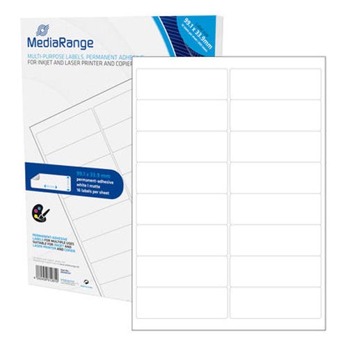 MEDIARANGE LABELS MULTI-PURPOSE 99.1X33.9 MM. WHITE (800 PACK) (MRINK147)