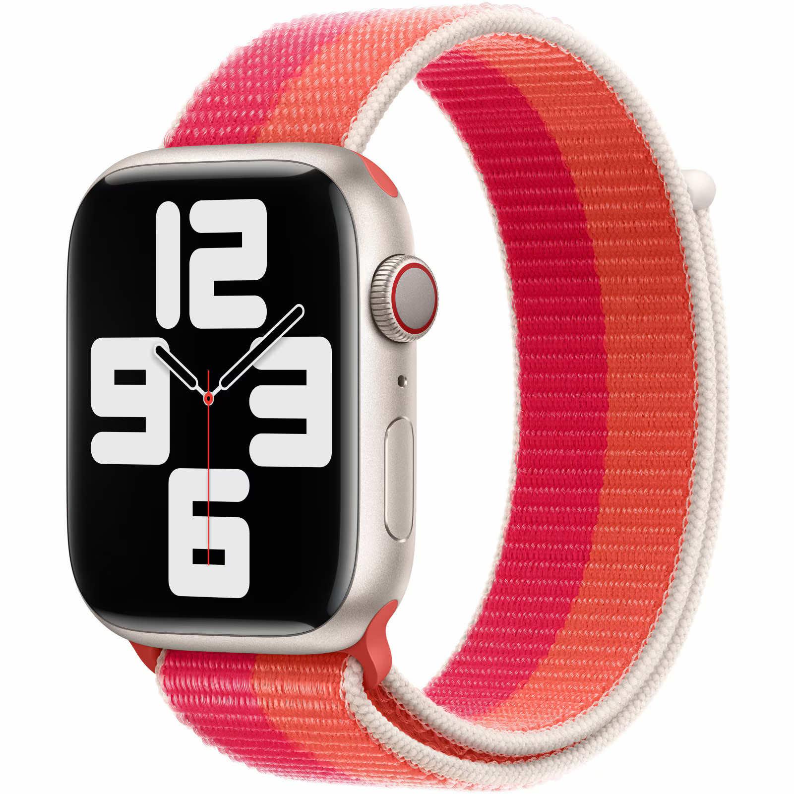 Оригинална текстилна каишка за Apple Watch 42мм, 44мм, 45мм, 46мм, Ultra, Ultra 2 49мм - Apple Nectarine Peony Sport Loop (лилав-кафяв) | JAR Computers Оригинална текстилна каишка за Apple Watch 42мм, 44мм, 45мм, 46мм, Ultra, Ultra 2 49мм - Apple Nectarine Peony Sport Loop (лилав-кафяв)