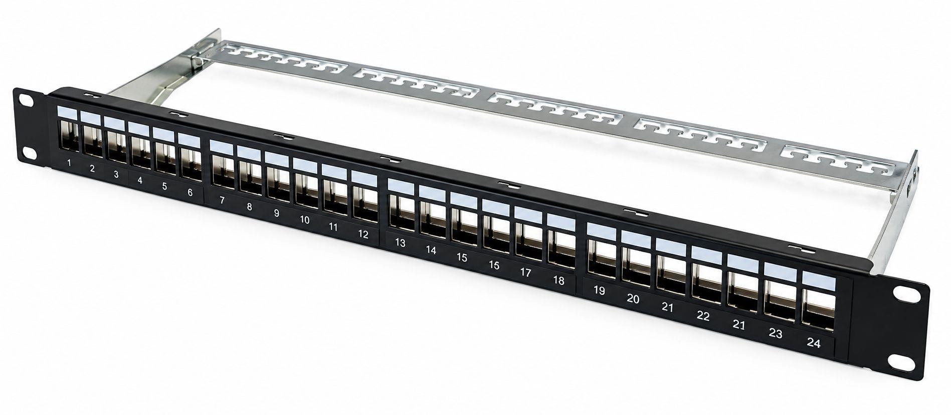 Празен пач панел 24 порта FTP Cat5e/Cat6 | JAR Computers Празен пач панел 24 порта FTP Cat5e/Cat6