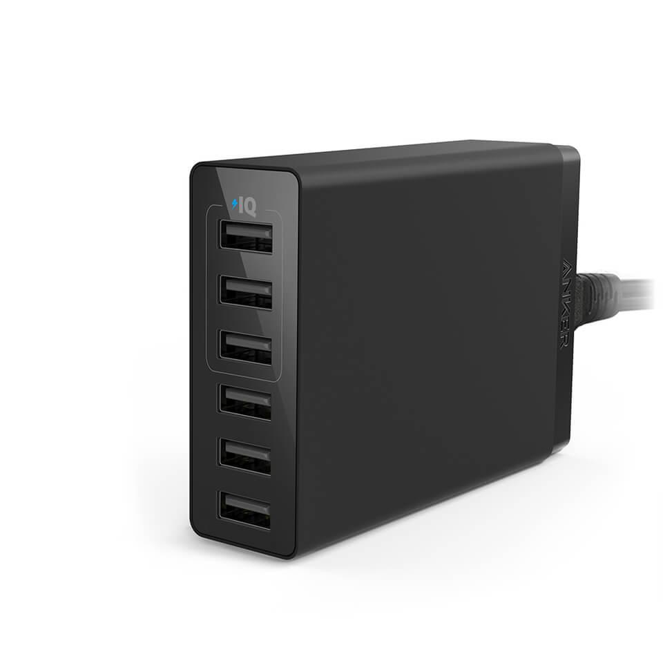 Захранване с 6 x USB изхода за мобилни телефони и таблети (черен) - Anker PowerPort 6 Ports (30W) с PowerIQ и VoltageBoost | JAR Computers Захранване с 6 x USB изхода за мобилни телефони и таблети (черен) - Anker PowerPort 6 Ports (30W) с PowerIQ и VoltageBoost