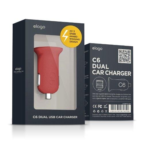 Зарядно за кола с два USB изхода за iPhone, iPad, Samsung, HTC и мобилни устройства - Elago C6 Dual USB Car Charger (червен) | JAR Computers Зарядно за кола с два USB изхода за iPhone, iPad, Samsung, HTC и мобилни устройства - Elago C6 Dual USB Car Charger (червен)
