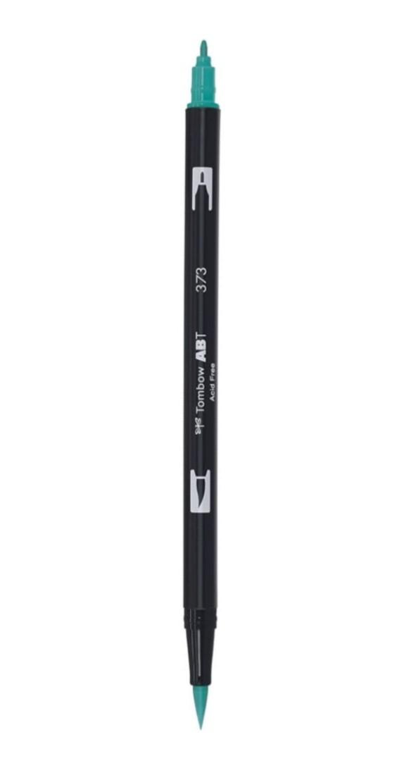 Aкварелен двувърх маркер Tombow ABT Dual Brush, четка 3.5 мм, връх 0.8 мм, 373 sea blue | JAR Computers Aкварелен двувърх маркер Tombow ABT Dual Brush, четка 3.5 мм, връх 0.8 мм, 373 sea blue