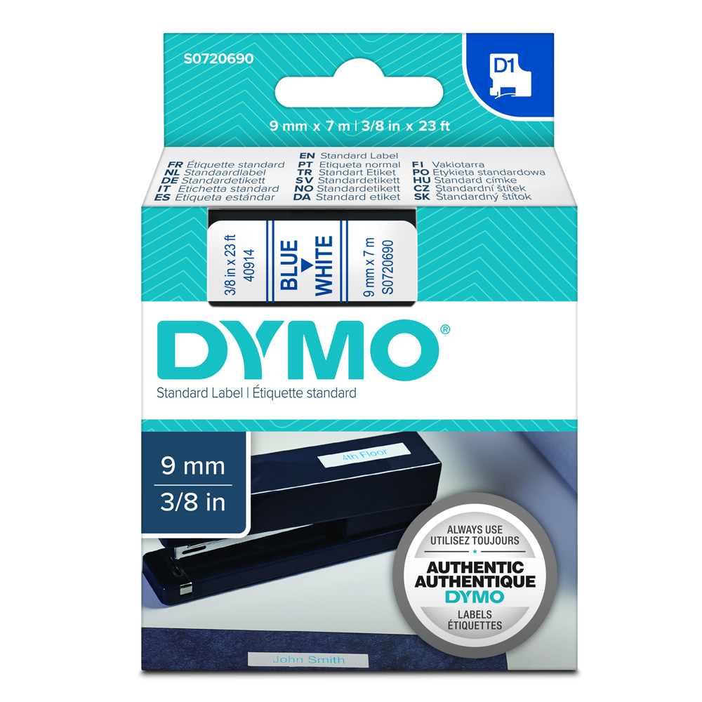DYMO D1 40914 TAPE 6mmx7m BLUE ON WHITE