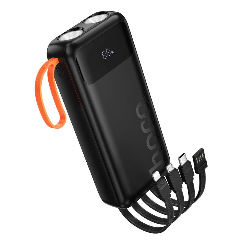 HOCO Power Bank 20000 mAh + 4 Вградени кабела: L+C+M+USB-А, Spirit /черен/ - J151A | JAR Computers HOCO Power Bank 20000 mAh + 4 Вградени кабела: L+C+M+USB-А, Spirit /черен/ - J151A