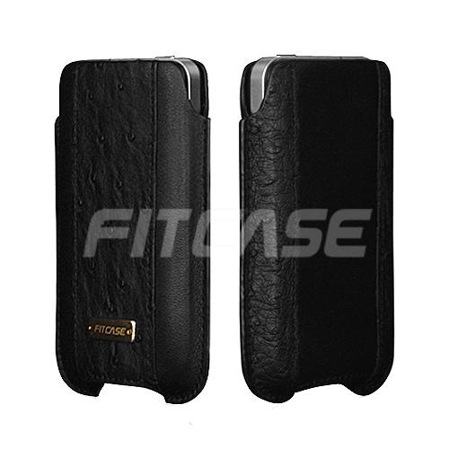 Кожен калъф от щраусова кожа за iPhone 4/4S - FitCase Ostrich Skin Case DCM-018 (черен) | JAR Computers Кожен калъф от щраусова кожа за iPhone 4/4S - FitCase Ostrich Skin Case DCM-018 (черен)