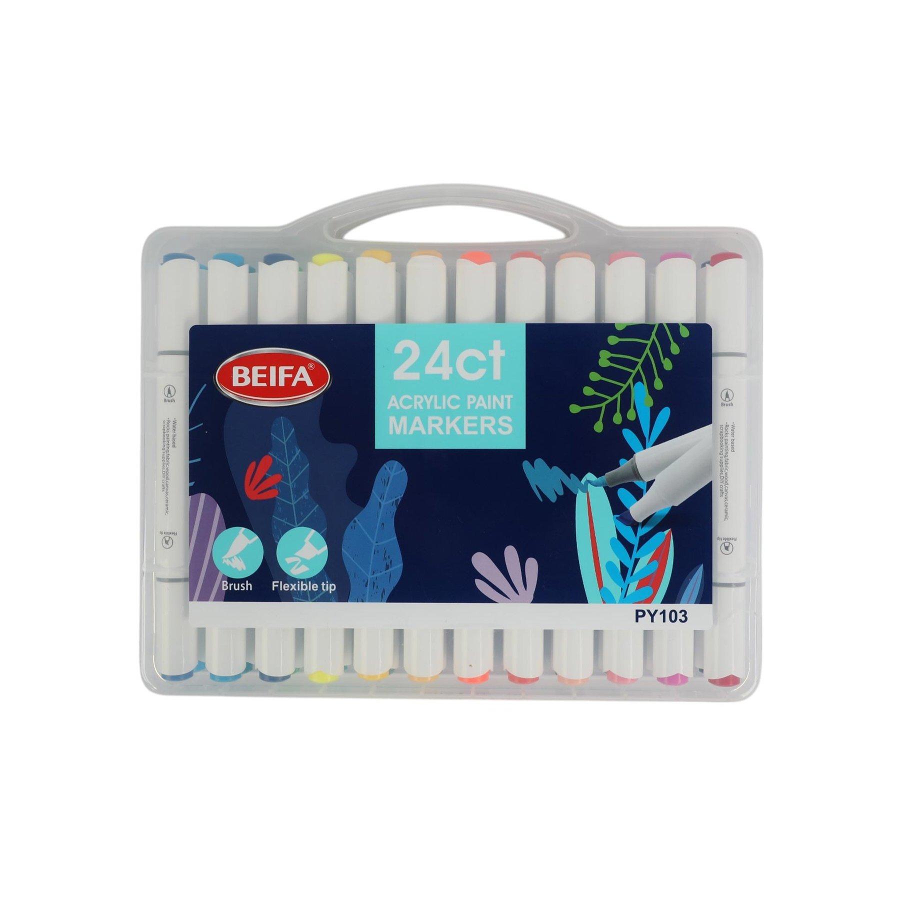 Beifa Маркер Acrylic, двоен, 24 цвята | JAR Computers Beifa Маркер Acrylic, двоен, 24 цвята