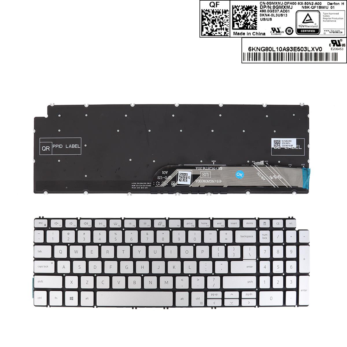 Клавиатура за лаптоп Dell Inspiron 15 7590 5584 5590 5593 5594 5598 Silver Without Frame With Backlit / Сребриста Без Рамка С Подсветка US/UK - Оригинална | JAR Computers Клавиатура за лаптоп Dell Inspiron 15 7590 5584 5590 5593 5594 5598 Silver Without Frame With Backlit / Сребриста Без Рамка С Подсветка US/UK - Оригинална