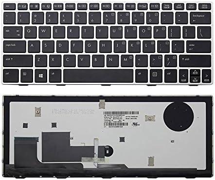 Клавиатура за лаптоп HP EliteBook 810 G1 810 G2 810 G3 Черна със Сребриста Рамка и Подсветка
