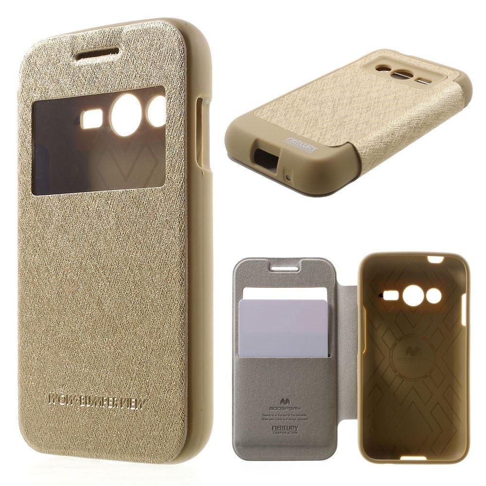 Кожен калъф, тип портфейл за Samsung Galaxy J5 - Mercury Goospery Wow Bumper View Case (златист) | JAR Computers Кожен калъф, тип портфейл за Samsung Galaxy J5 - Mercury Goospery Wow Bumper View Case (златист)
