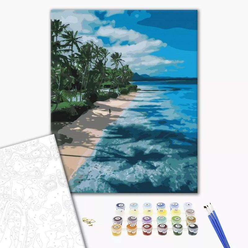 Рисуване по номера BrushMe, с подрамка, PARADISE EMBANKMENT/Плаж, 40x50 см | JAR Computers Рисуване по номера BrushMe, с подрамка, PARADISE EMBANKMENT/Плаж, 40x50 см