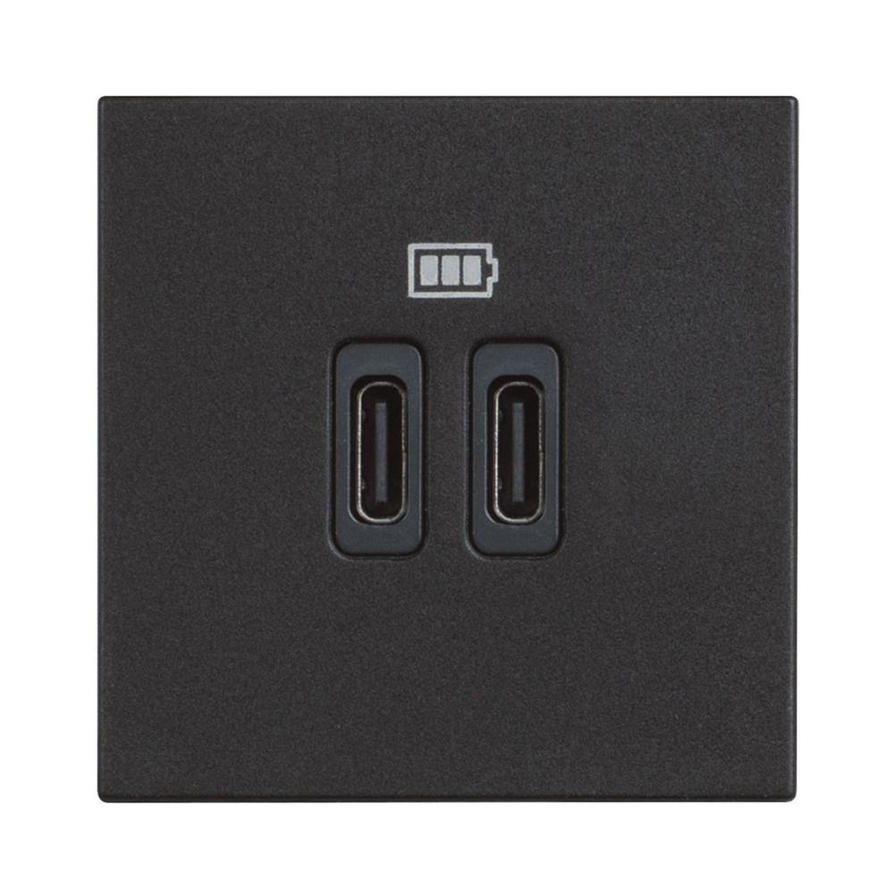 Розетка 2x USB тип C+C 15W/3A 5V 2M Classia Черен /блистер/ - bticino Classia RG4286C2 | JAR Computers Розетка 2x USB тип C+C 15W/3A 5V 2M Classia Черен /блистер/ - bticino Classia RG4286C2