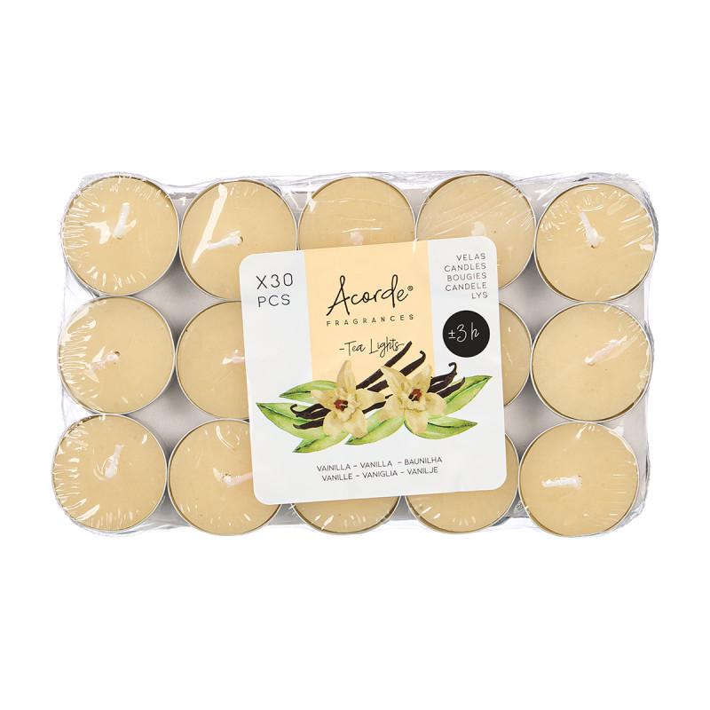 Чаени свещи Acorde, Vanilla, 3 часа, 30 броя | JAR Computers Чаени свещи Acorde, Vanilla, 3 часа, 30 броя