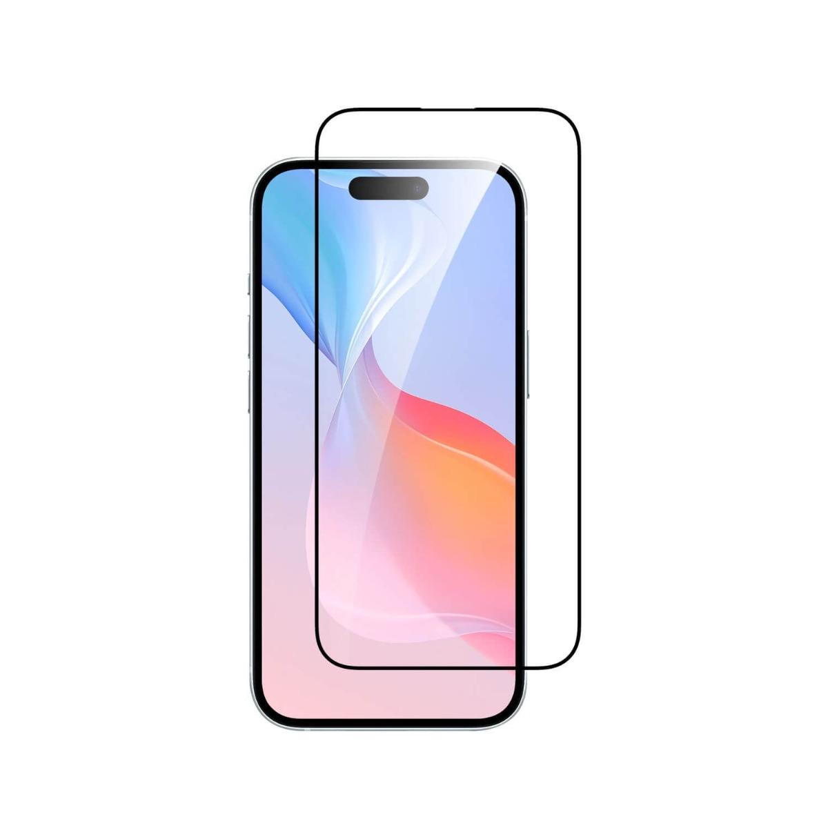 Калено стъклено защитно покритие за дисплея на iPhone 16, iPhone 15 - Dviced Full Cover Tempered Glass With Applicator (черен-прозрачен) | JAR Computers Калено стъклено защитно покритие за дисплея на iPhone 16, iPhone 15 - Dviced Full Cover Tempered Glass With Applicator (черен-прозрачен)