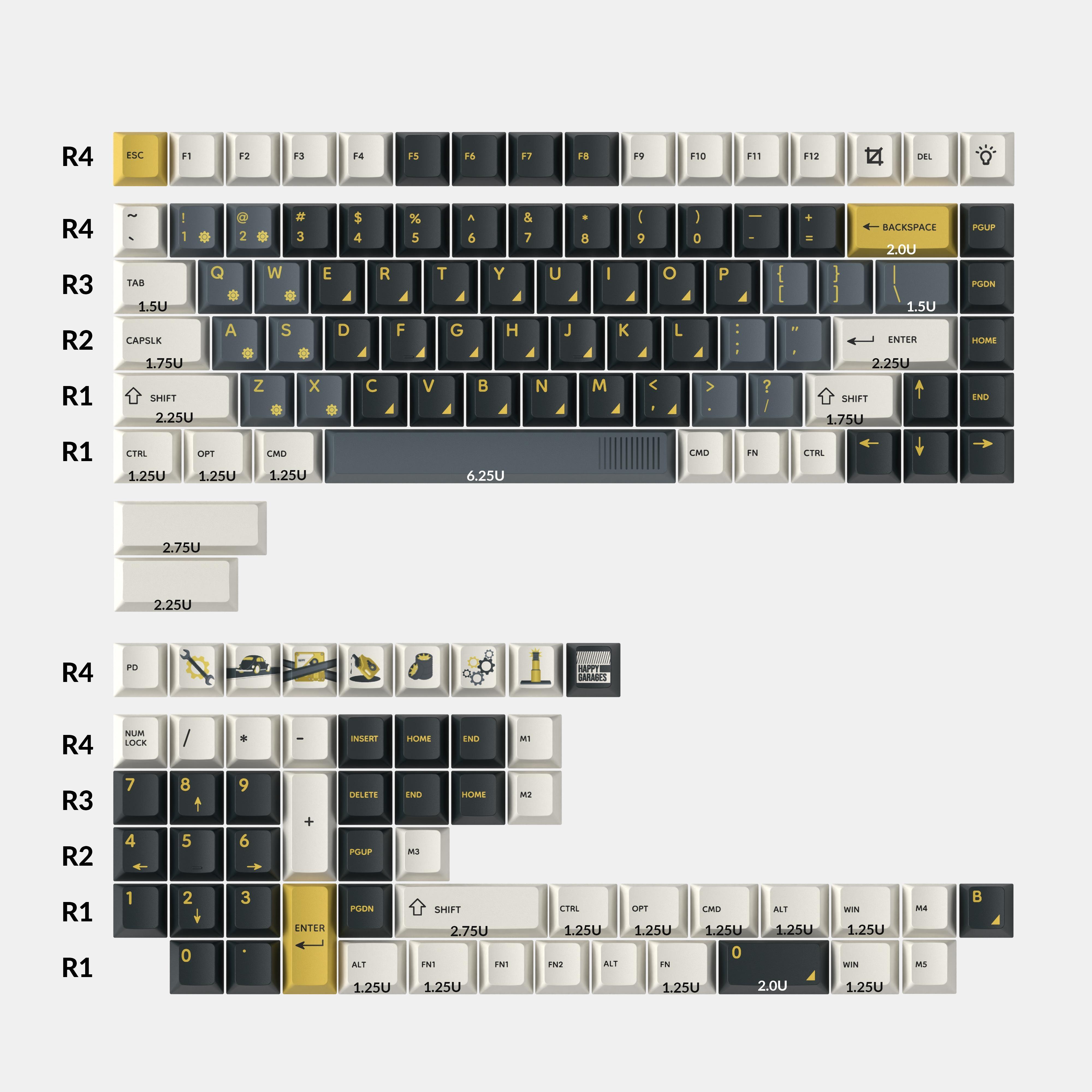 Капачки за механична клавиатура Keychron - PBT-113 Retro Garage, PBT, Cherry Profile | JAR Computers Капачки за механична клавиатура Keychron - PBT-113 Retro Garage, PBT, Cherry Profile