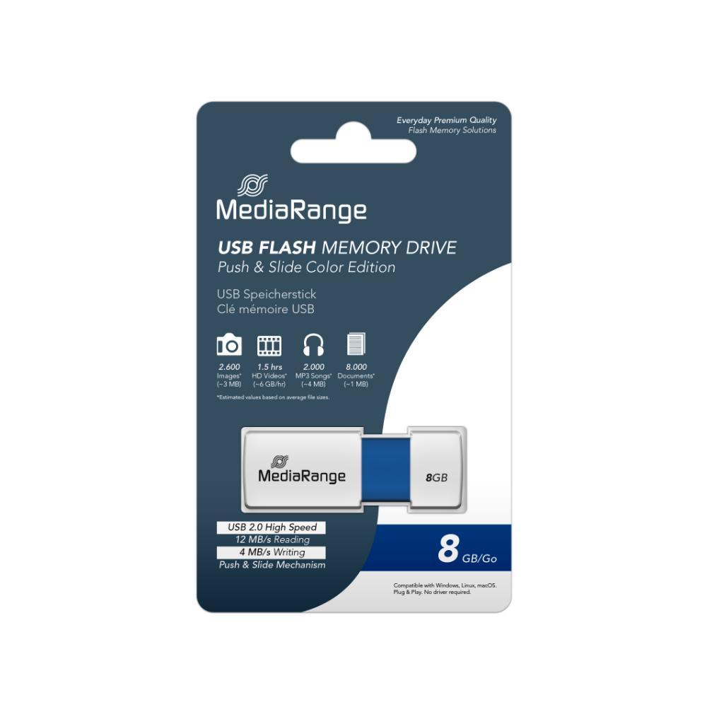 MEDIARANGE USB FLASH DRIVE 8GB BLUE (MR971) | JAR Computers MEDIARANGE USB FLASH DRIVE 8GB BLUE (MR971)