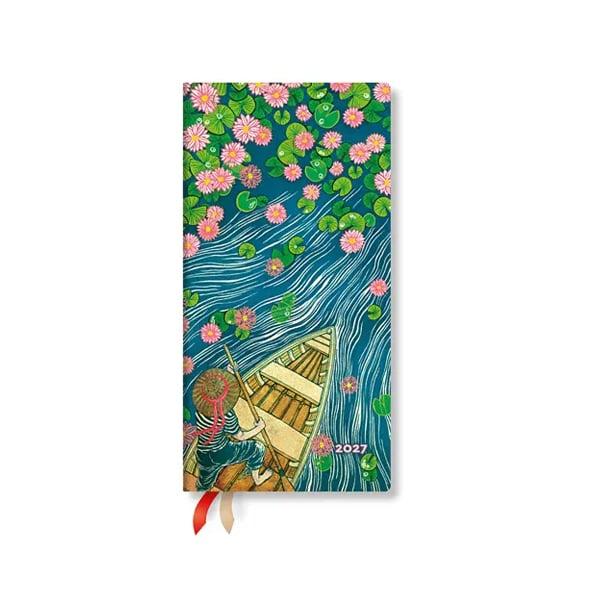 Paperblanks Планер Lotus River, Slim, хоризонтален, твърда корица, 88 листа, за 2027 година