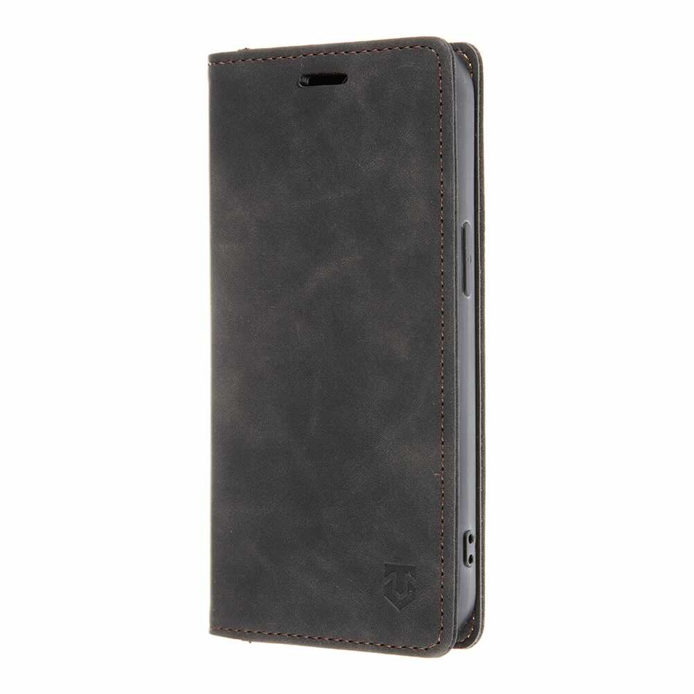 Tactical Xproof Flip Case - кожен калъф с поставка и отделение за кр. карти за iPhone 13 Pro (черен)