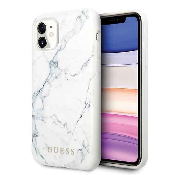 Дизайнерски кейс с висока защита за iPhone 11 - Guess Marble Case (бял) | JAR Computers Дизайнерски кейс с висока защита за iPhone 11 - Guess Marble Case (бял)