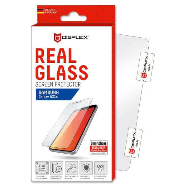 Калено стъклено защитно покритие за дисплея на Samsung Galaxy A21s - Displex Real Glass 10H Protector 2D (прозрачен) | JAR Computers Калено стъклено защитно покритие за дисплея на Samsung Galaxy A21s - Displex Real Glass 10H Protector 2D (прозрачен)