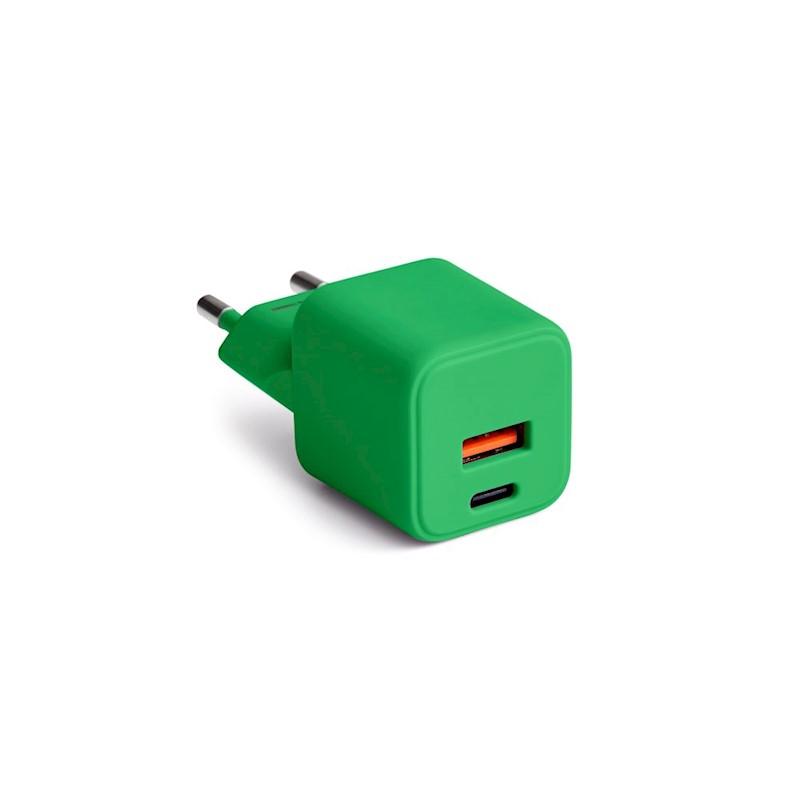 Зарядно USB-A + USB-C PD 30W COLORUM зелен цвят
