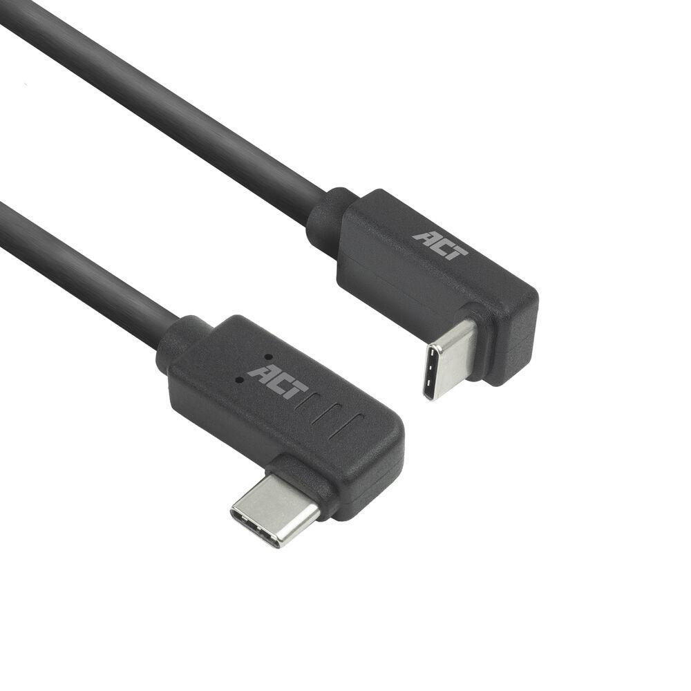 ACT Кабел USB-C - USB-C, 10Gbps, 60W, 1 m, конектори 90&deg; left/right, up/down angled